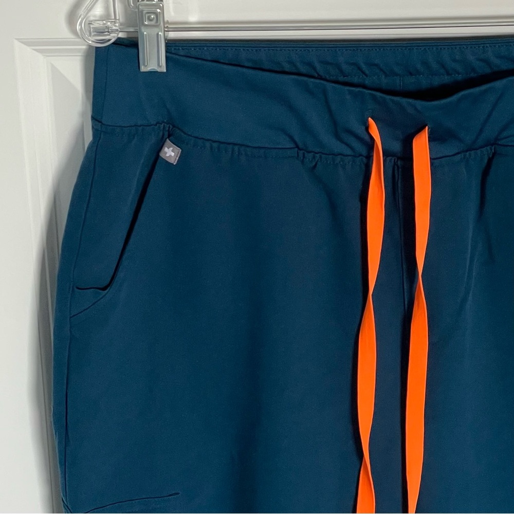 Figs Women's Blue Scrub with Orange Drawstring - Picture 7 of 16